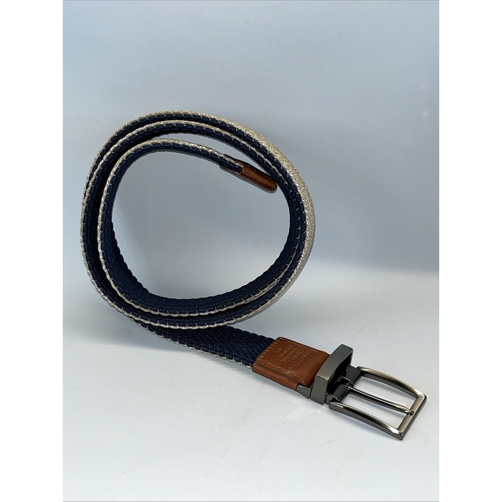 Tommy‎ Bahama Men's Sz L/XL Blue & Tan Stretch Braided Reversible Belt